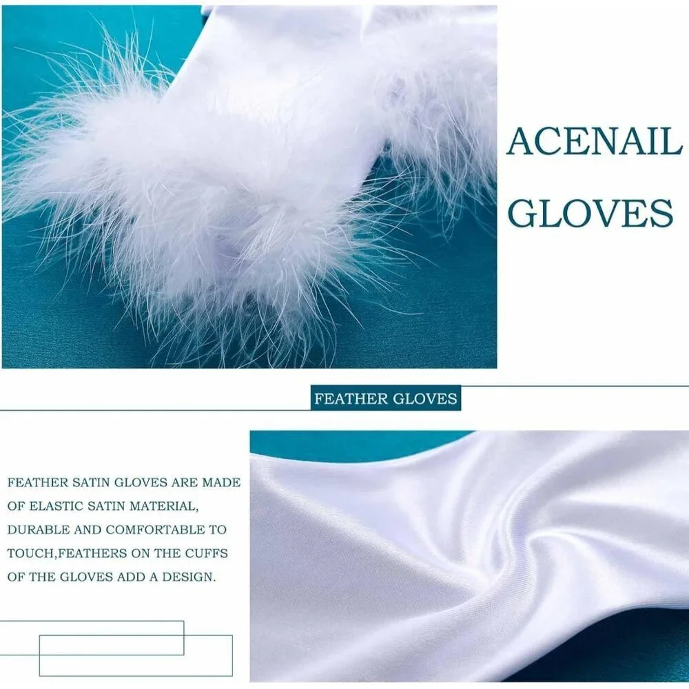 Women's Evening Elbow Length Satin White Gloves Perfect Halloween Costume